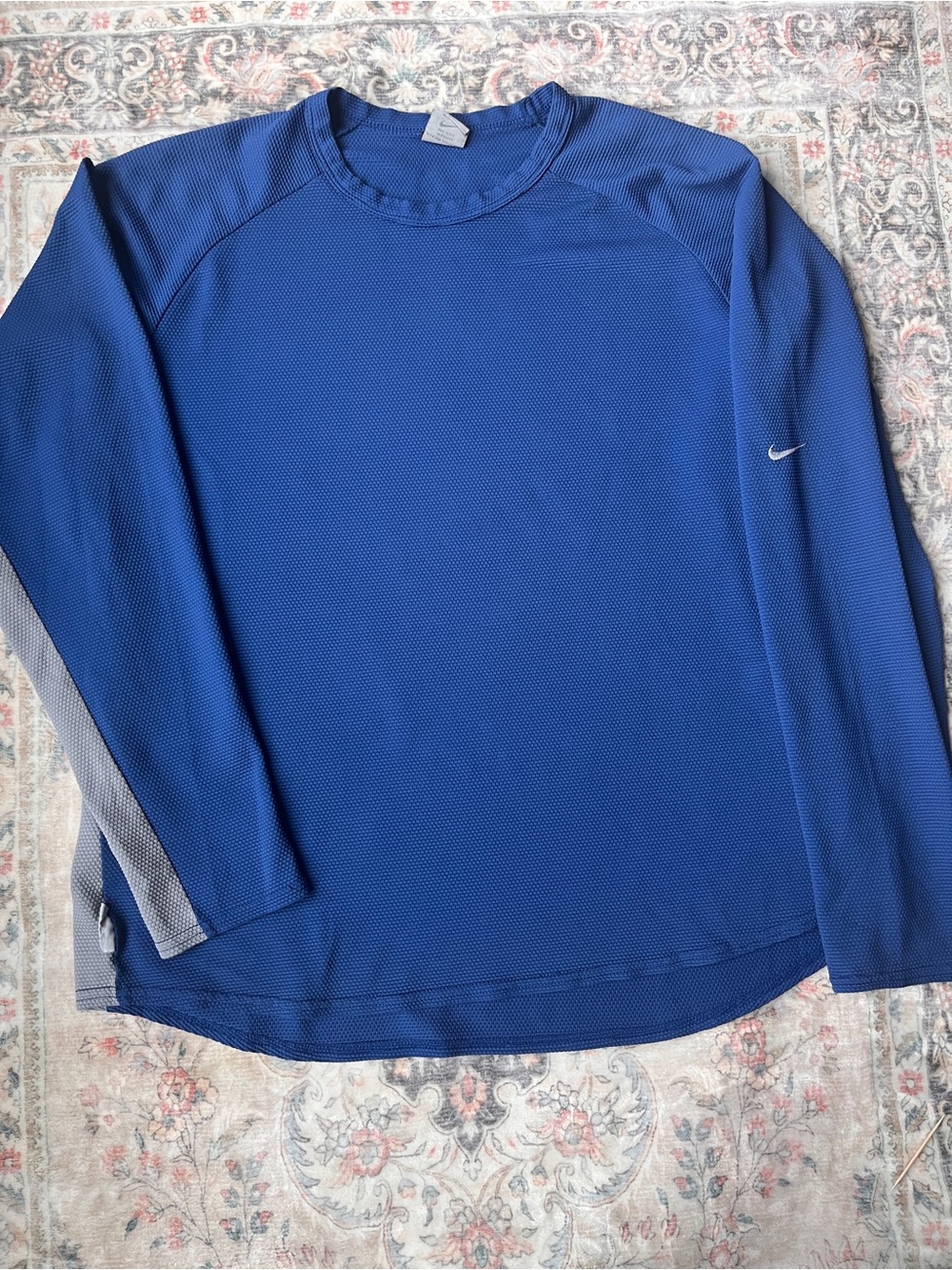 Nike Men’s Royal Blue Crewneck Performance Sweater with Gray Accents